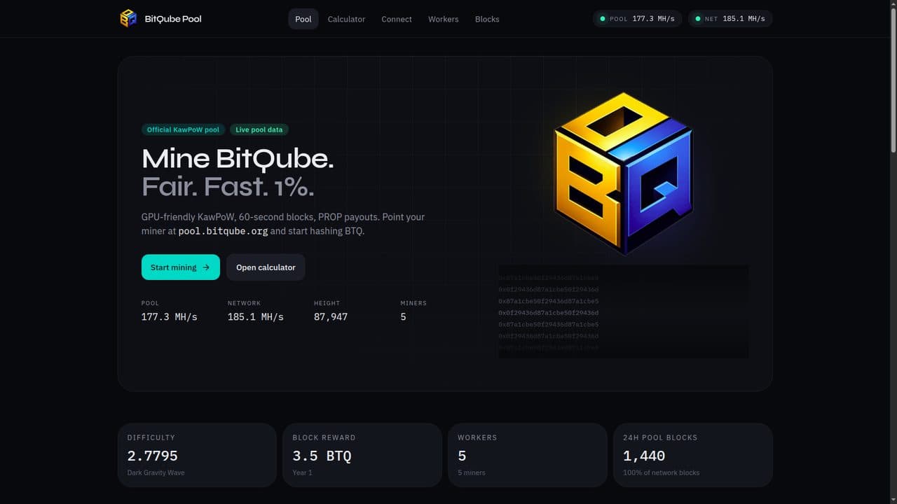 BitQube Pool — mining pool built by KNC